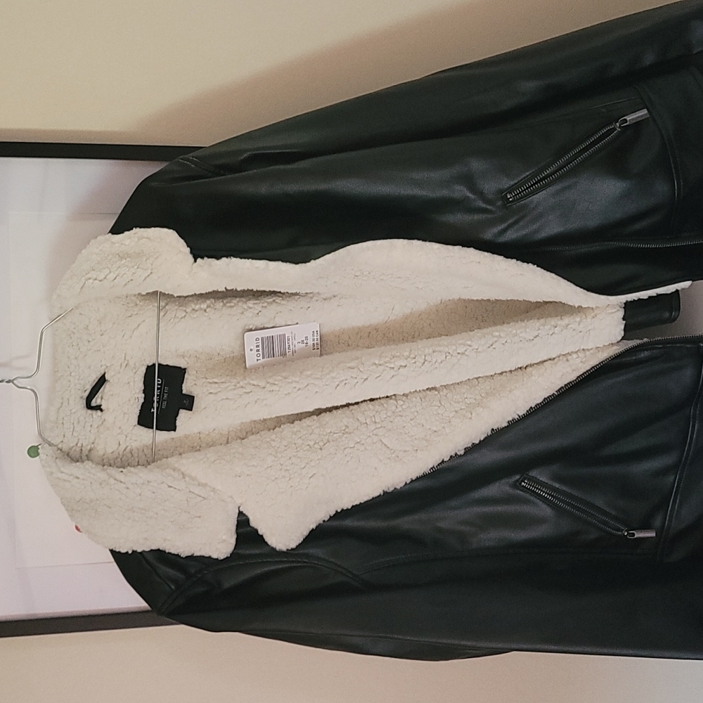 Torrid foux fur lined foux leather jacket
